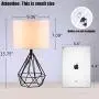 SOTTAE Black Hollowed Out Base Modern Livingroom Bedroom Bedside Table Lamp, Desk Lamp with White Fabric Shade SOTTAE Black Hollowed Out Base Modern Livingroom Bedroom Bedside Table Lamp, Desk Lamp with White Fabric Shade