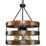 PUZHI HOME Farmhouse Chandeliers 5 Lights Kitchen Island Pendant Lighting Fixture Circular Wood Chandeliers Industrial Metal Retro Pendant Lights for Dining Room Kitchen