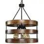 PUZHI HOME Farmhouse Chandeliers 5 Lights Kitchen Island Pendant Lighting Fixture Circular Wood Chandeliers Industrial Metal Retro Pendant Lights for Dining Room Kitchen