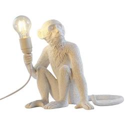 Monkey Table Lamp, LongTN LED Modern Desk Vintage Light, Resin Sitting Monkey Lighting Fixture for Living Room, Bedroom, Office, College Dorm,Bellhop