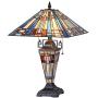 Cotoss Tiffany Table Lamp Mission Stained Glass Table Lamp 3 Light Tiffany Lighting Lamp W16''xH23'' Desk Lamp Tiffany Lamp for Bedroom Living Room