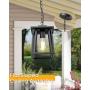 Jazava Outdoor Pendant Light One-Light Hanging Lantern, Exterior Hanging Lights for Porch, Matte Black Finish with Highlights and Clear Glass for House Entryway