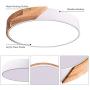 HUOKU Led Flush Mount Ceiling Light Fixture,18W Dimmable Round Wood Lighting Fixture for Kitchen, Bedroom, Living Room,Hallway and Stairwells,6500K Cool White(White)