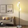 Hsyile Lighting KU300205 White Glass Shade and Marble Base Elegant Modern Creative Floor Lamp for Living Room,Bedroom,Office,6 Lights
