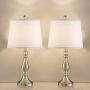 Modern Table Lamps Set of 2, Gold Metal Bedside Nightstand & Side Table Lamps with Beige Drum Shade, Bedside Lamp for Living Room Bedroom Study Office, Pack of 2(Gold)