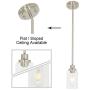 MELUCEE Mini Pendant Lights Brushed Nickel 1-Light with Clear Glass Shade, Contemporary Modern Light Fixtures Ceiling Hanging for Dining Room Kitchen Island Sink