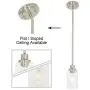 MELUCEE Mini Pendant Lights Brushed Nickel 1-Light with Clear Glass Shade, Contemporary Modern Light Fixtures Ceiling Hanging for Dining Room Kitchen Island Sink