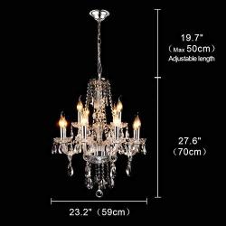 BEIRIO Modern Luxurious K9 Crystal Chandelier Classic 12-Lights Pendant Ceiling Lighting Fixture for Living Room Bedroom and Dining Rome Chrome Easy to Install (27.6× 23.2 inch)