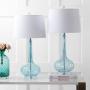 JONATHAN Y JYL1079B-SET2 Bette 28.5'' Glass Teardrop LED Table Lamp Contemporary,Transitional for Bedroom, Living Room, Office, College Dorm, Coffee Table, Bookcase, Aqua(Setof2)