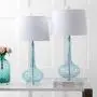 JONATHAN Y JYL1079B-SET2 Bette 28.5'' Glass Teardrop LED Table Lamp Contemporary,Transitional for Bedroom, Living Room, Office, College Dorm, Coffee Table, Bookcase, Aqua(Setof2)
