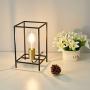 MonDauife Industrial Edison Bulb Metal Cage Table Lamp,Lantern Bedside Desk Lamp Geometric Square Nightstand Light for Living Room Bedroom Patio Office