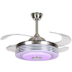 Drum Ceiling Fan, 42 Inch Bluetooth Ceiling Fans with Lights Remote Control, Retractable Chandelier Fan Lighting with Music Speaker Colorful Fixture for Living Room Dining Room Light Fixture with Fan