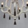 DOCHEER Vintage Rustic Metal Wooden Chandelier Distressed White Farmhouse 5- Lights Wooden Chandeliers Pendant Lighting Fixtures for Dining Room, Bedroom, Living Room, Bathrooms Lighting