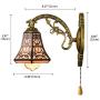 BAYCHEER Tiffany Style Glass Shade Vintage Wall Sconce Lamp Fixture One Light for Kitchen Island Dining Room or Living Room, with Switch