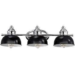 ACLand Bathroom Vanity Light Fixture 3-Light Bath Wall Mount Sconce Modern Farmhouse Metal Wall Lamp Lighting for Bathroom Bedroom Living Room, Chrome and Black