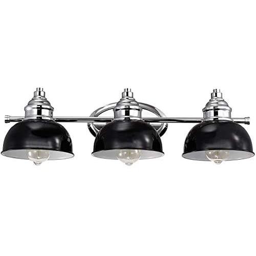 ACLand Bathroom Vanity Light Fixture 3-Light Bath Wall Mount Sconce Modern Farmhouse Metal Wall Lamp Lighting for Bathroom Bedroom Living Room, Chrome and Black