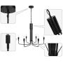 MIPAWS 6-Light Black Farmhouse Chandelier 28 Inch, Industrial Style, Dining Room Hanging Lighting Fixture, Pendant Light for Foyer, Living Room, Kitchen Island, Bedroom