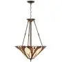 Karmen Bronze Pendant Chandelier 21'' Wide Tiffany Style Abstract Petal Pattern Art Glass Shade 3-Light Fixture for Dining Room House Island Entryway Bedroom Living Room - Robert Louis Tiffany