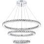 KROSON Crystal Chandelier Modern Led Chandelier Dining Room and Bedroom Chandelier Foyer Lighting Adjustable Ceiling Pendant Lighting Cool White 3 Rings Chandeliers
