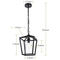 NILOAH Modern Industrial Pendant Light - Hanging Pendant Light Fixtures with Clear Glass, Black Ceiling Farmhouse Chandelier Light Fixture Suitable for Kitchen Island, Living Room and Corridor