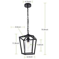 NILOAH Modern Industrial Pendant Light - Hanging Pendant Light Fixtures with Clear Glass, Black Ceiling Farmhouse Chandelier Light Fixture Suitable for Kitchen Island, Living Room and Corridor