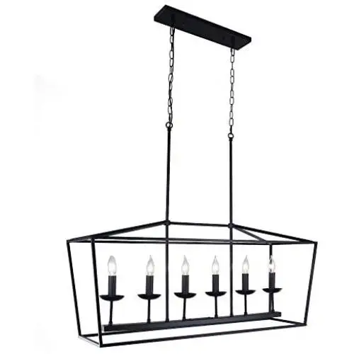 OYIPRO Kitchen Island Lighting, 6 Lights Farmhouse Chandelier Industrial Island Pendant Hanging Modern Light Fixture for Dining Room Kitchen Island Ba