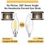E12 LED Candelabra Bulb 60W Equivalent Dimmable LED Chandelier Light Bulbs 4.5W 2700K Soft White 500LM B10 Flame Tip Vintage LED Filament Candle Bulb with Decorative Candelabra Base, 6 Packs