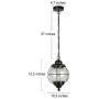 LALUZ Outdoor Pendant Lights, Farmhouse Ceiling Hanging Porch Fixture in Black Metal with Clear Bubbled Glass Globe in Iron Cage Frame, Exterior Lantern for Gazebo, Entryway, Patio
