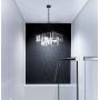 Wellmet Modern Crystal Chandelier, 9 Lights Square Black Farmhouse Chandeliers with K9 Crystals, Pendant Light Fixture for Foyer Dining Room Bathroom Bedroom Livingroom Kitchen Island L19.68”X W19.68”