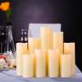 RY King Battery Operated Flameless Candles 4'' 5'' 6'' 7'' 8'' 9'' Set of 9 Real Wax Pillar LED Flickering Candles with Remote Control and Timer