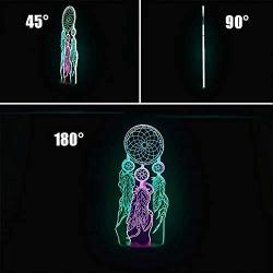 HIPIYA Dream Catcher LED 3D Illusion USB Night Light Dreamcatcher Lamp Festival Present Birthday Gift for Baby Boy Girl Kid Old Parent Mother Nursery Bedroom Decoration Room Home Decor (Dream)