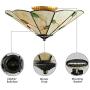 RUNNUP Tiffany Style Flush Mount Ceiling Light Minimalist Green Leaf Decoration Stained Glass Ceiling Light for Living Room,Corridor,Bedroom,Restaurant 15inch