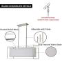Vinsniv Fabric Rectangular Kitchen Island Dining Room Chandelier, Modern Premium Linear 5-Light Billiards Room Pendant, Adjustable Height, Gray Linen Shade, Brushed Nickel, 35.43''L UL-Listed E26 008