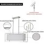 Vinsniv Fabric Rectangular Kitchen Island Dining Room Chandelier, Modern Premium Linear 5-Light Billiards Room Pendant, Adjustable Height, Gray Linen Shade, Brushed Nickel, 35.43''L UL-Listed E26 008