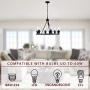 6 Lights Industrial Chandelier Lighting with Glass Shade,Farmhouse Adjustable Wire Ceiling Hanging Light for Dining Rooms Bedrooms Living Room Kitchen