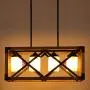 Derksic 4-Light Kitchen Island Lighting Rectangular Wood Farmhouse Chandelier Linear Pendant Light Fixture with Frosted Glass Shade for Dining Room Living Room, 24”