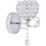 KRASTY Modern Luxury Globe Wall Sconce Metal Chrome Finished Hardwire Crystal Wall Sconces,Bedside Wall Lamp Lighting Fixture for Living Room Bedroom Bathroom