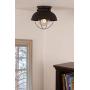 Kira Home Bayside 11'' Nautical Farmhouse Flush Mount Ceiling Light + Seeded Glass Shade, Matte Black Finish