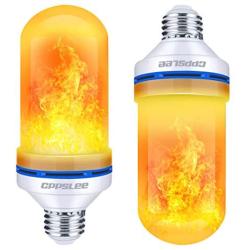 CPPSLEE Led Flame Effect Light Bulb, 4 Modes Flame Lights Bulbs, E26 Base Fire Light Bulbs with Gravity Sensor, Flickering Light Bulb for Indoor and Outdoor (2 Pack)