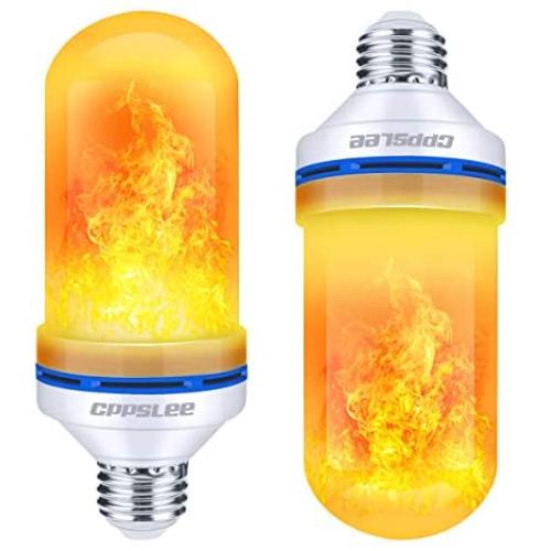 CPPSLEE Led Flame Effect Light Bulb, 4 Modes Flame Lights Bulbs, E26 Base Fire Light Bulbs with Gravity Sensor, Flickering Light Bulb for Indoor and Outdoor (2 Pack)