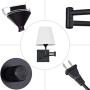 Pauwer Plug in Wall Sconce Set of 2 Adjustable Swing Arm Wall Lamps for Bedroom White Fabric Shade Wall Light Fixture Indoor with Plug in Cord and Switch