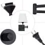 Pauwer Plug in Wall Sconce Set of 2 Adjustable Swing Arm Wall Lamps for Bedroom White Fabric Shade Wall Light Fixture Indoor with Plug in Cord and Switch