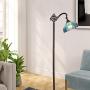Cotoss Tiffany Floor Lights, Tiffany Floor Lamps for Reading, Stained Glass Arc Floor Lamp, Tiffany Pole Lamp, Standing Lamp, 1 Light Tiffany Style Floor Reading Lamp