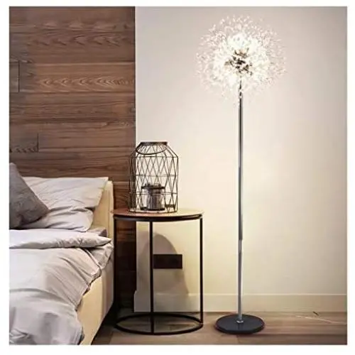 Floor lamp LED Crystal Floor Lamp for Living Room Bedroom Hotel Postmodern Creative Light Dandelion Marble Floor Light (Lampshade Color : D50xH170cm Chrome)