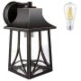 PARTPHONER Outdoor Indoor Light Fixtures Wall Mount, Exterior Wall Sconce Lantern, Waterproof Porch Light Fixtures, Outside Wall Lamp with Seeded Glass for Front Door, Garage, Doorway (Bulb Included)