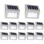 Otdair Solar Deck Lights, 3 LED Solar Step Lights Outdoor Auto On/Off Stainless Steel Solar Stair Lights Waterproof Wireless Solar Powered Lights for Fence Patio Garden Pathway - White 12 Pack