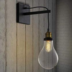 LITFAD Industrial Retro Wall Light Fixtures Simple Edison Bulb Style 1 Light Indoor Hallway LED Wall Sconce in Black for Bedroom Dining Room Cafe