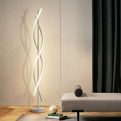 WRQING Modern Floor Lamp, 30W Minimalist LED Standing Light for Living Room with Metal Spiral Reading Lighting for Restaurant Bedroom Childrens Room (Color : White, Size : Ø25x155CM)