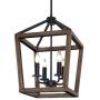KingSo 4-Light Chandelier Rustic Metal Pendant Light, Adjustable Height Square Pendant Ceiling Hanging Light Fixture with Oil Rubbed Bronze Finish for Bedroom Kitchen Island Livingroom Farmhouse Foyer