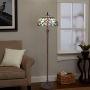 Capulina Tiffany Style Floor Light, Victorian Style Tiffany Pole Lamp, 2 Light Tiffany Floor Lamp, 18 Inches Wide Stained Glass Floor Lamps, Standing Lamp, Leaded Glass Floor Lamp (Tall: 66 inches)